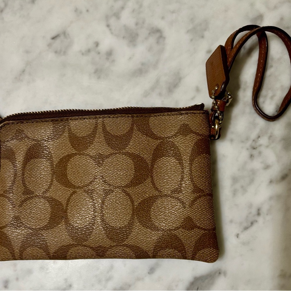 Coach Signature Brown Wristlet Clutch - Picture 4 of 5